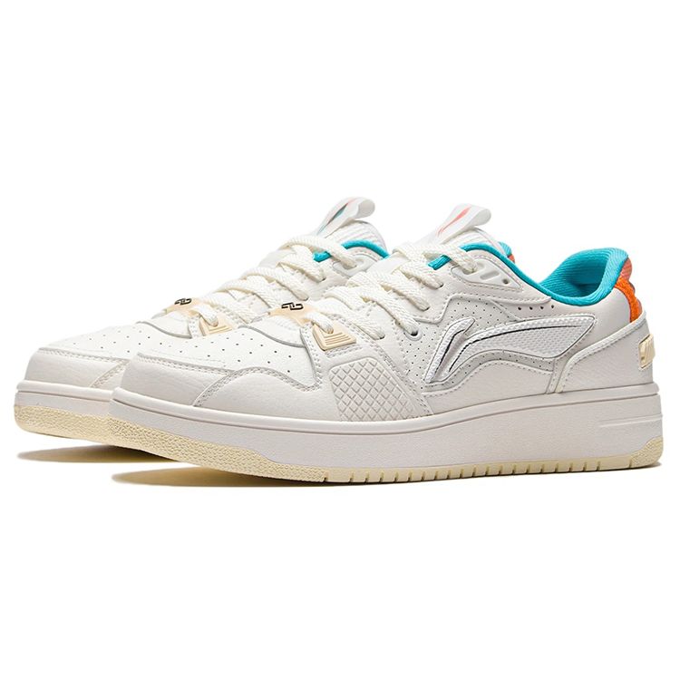Li Ning Non-Slip Wear-Resistant Lightweight Low-Top Skate Shoes Men Skate Shoes White Orange AGCS083-2