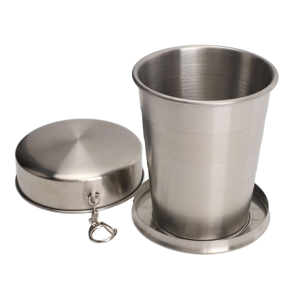 Edelstahl Faltbare Tasse Outdoor Reise Camping Tragbare Klapp Tasse mit Schlüsselanhänger für
