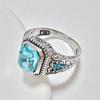Punkboy Hot Sale  Men's Silver Color Craved Geometric Inlaid Blue Crystal Rhinestone Zircon Male Metal Ring for Party