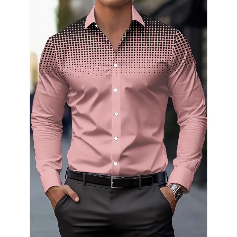 Camicia da Uomo con Stampa Floreale, Casual Traspirante con Collo a Revers e Bottoni, Manica Lunga per la Primavera, Abbigliamento da Uomo, Camicia Formale da Uomo