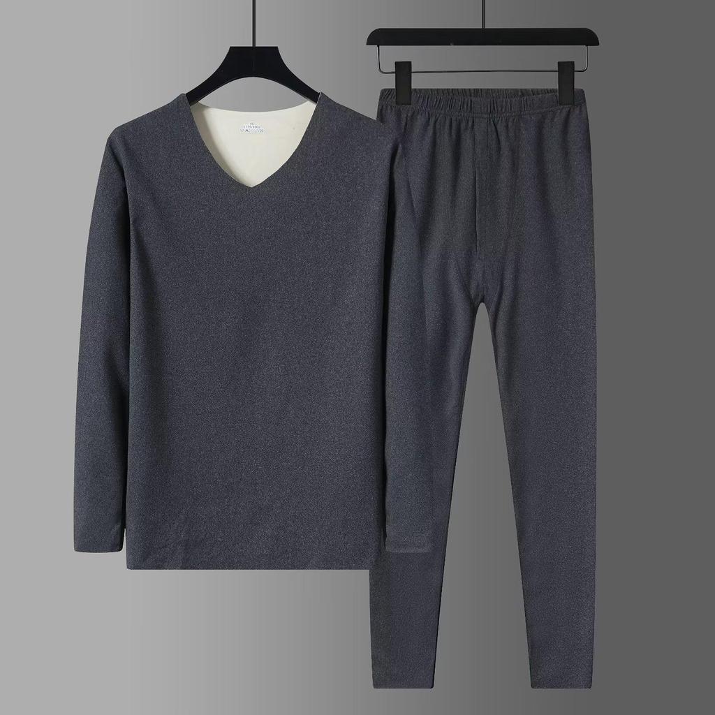 Men's Autumn Baselayer Set: De Velvet Sweater & Knit Pants - Thin, Warm Underwear for Winter