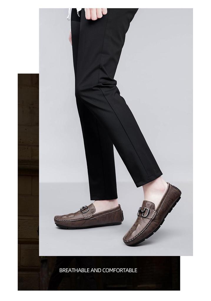 Men's Genuine Leather Loafers: British Style Slip-On Driving Moccasins with Soft Sole