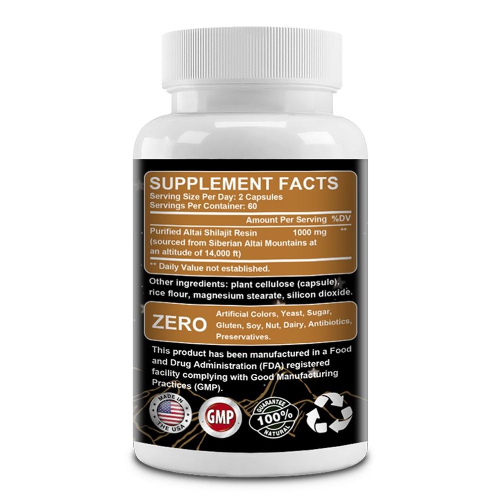 Didacat Altai Shilajit Resin Supplement 1000mg, 85+ Trace Minerals, Fulvic Acid & Humic Acid, Siberian Mountains, 120 Cpas