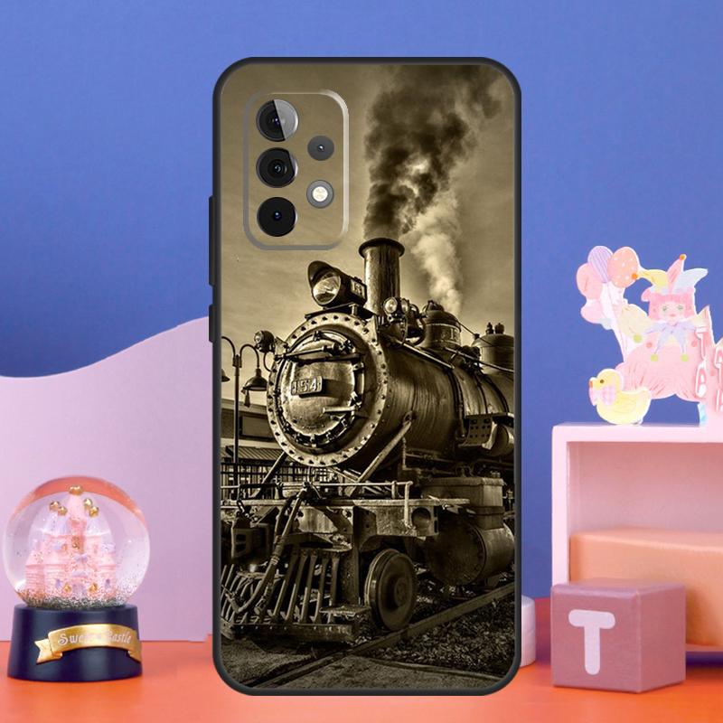 Train Steam Engine Case For Samsung Galaxy A54 A34 A14 A15 A35 A55 A16 A26 A36 A56 A52 A12 A32 A13 A33 A53 A17