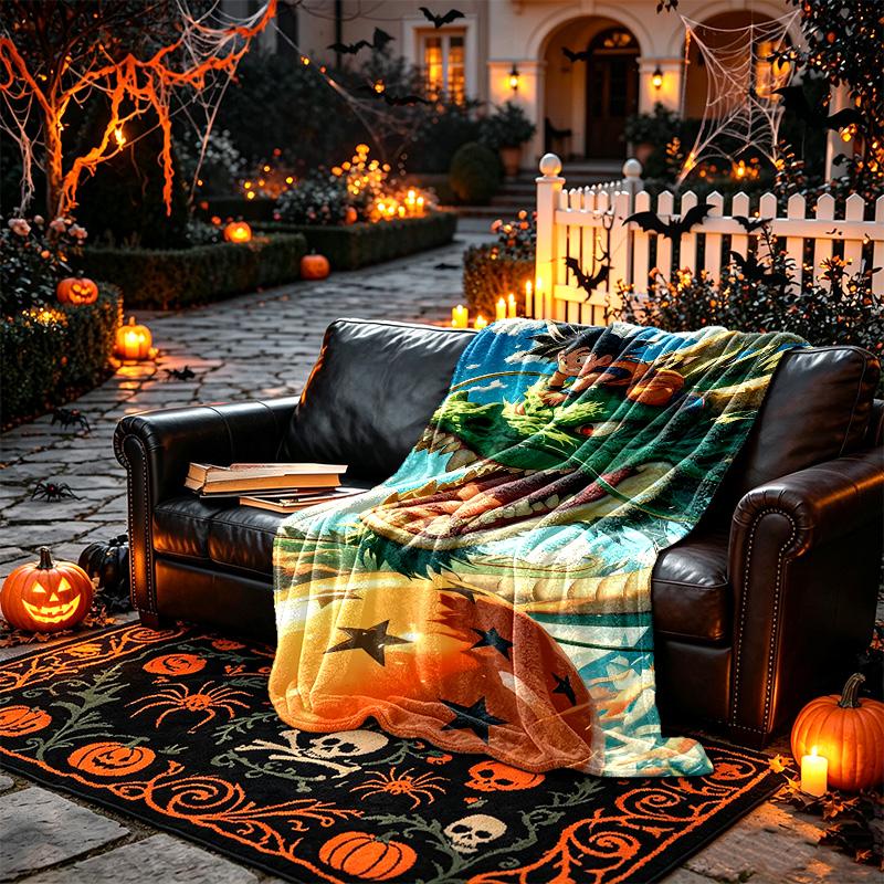 [1pc Orange Dragon Art Blanket] All-Season Blanket - Cozy Blanket for Sofa Couch Home Decoration, Digital Printed Nap Blanket