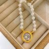 Ancient Coin Series Victory Muse Knotted Pearl Adjustable Necklace Women'S Neck Chain French Retro Versatile Double-Sided Wearable