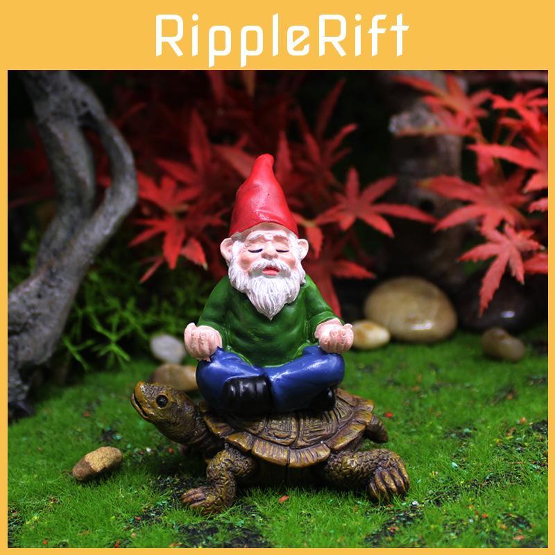 Resin Fairy Tale Gnome Sitting Turtle Sculpture For Gift And Celebration
