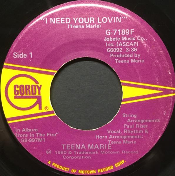 

7inch Record TEENA MARIE - I Need Your Lovin G7189F Gordy 1980 US Soul/Funk Used