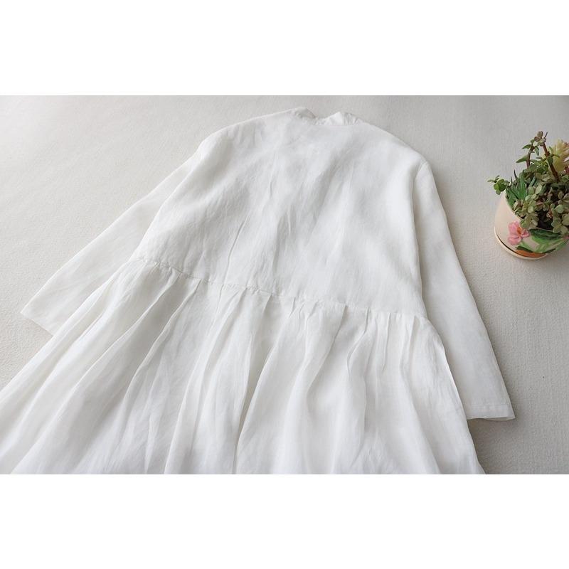 Spring and Summer Stand Up Collar Button Button Dress