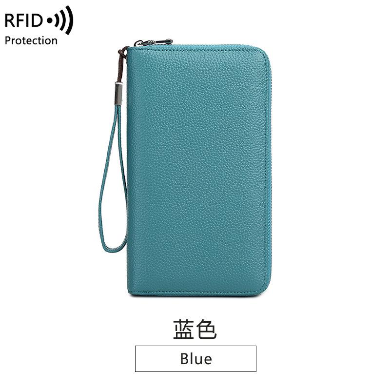 Japansk damplånbok första lagret kohud lång stor kapacitet kortfack flerkortplats stöldskydd borste dragkedja kuvertväska