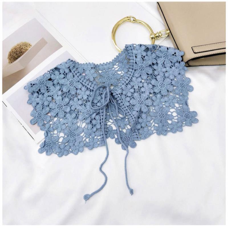 Vintage Shawl O-Neck Doll Fake Collar Shirt Women Hollow Crochet Lace False Collar Detachable Woman Half Shirt Faux  Col