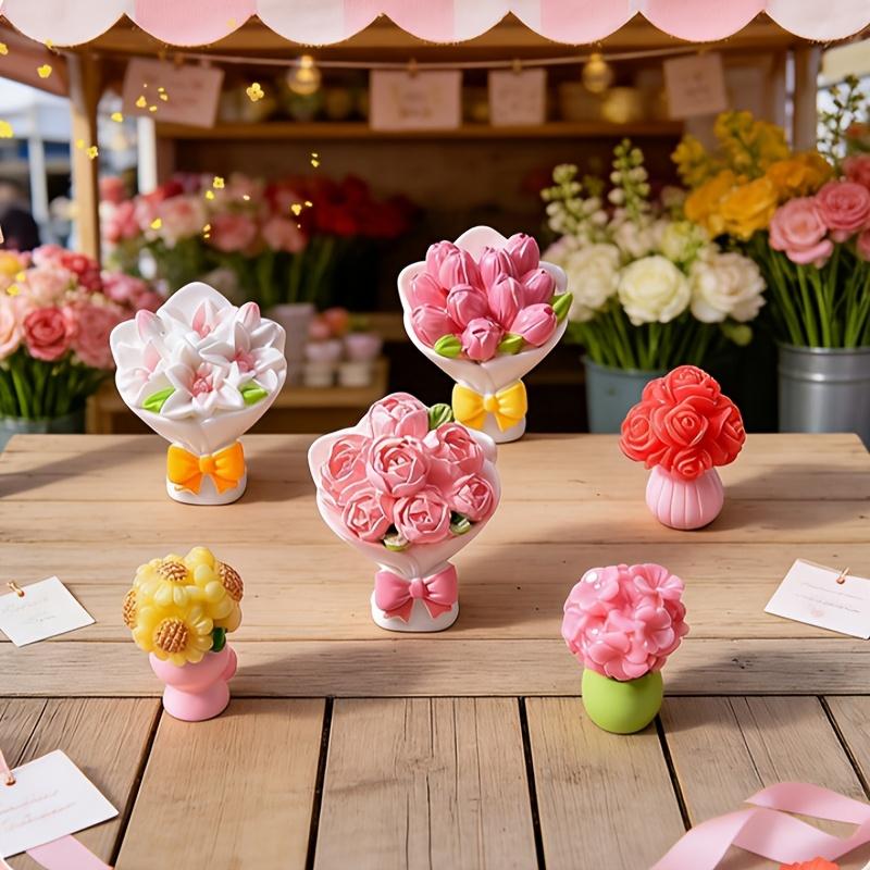 6pcs DIY Micro Floral Arrangement, Miniature Craft for Focus & Relaxation, Tabletop Vase Decor, Mother's Day Gifts