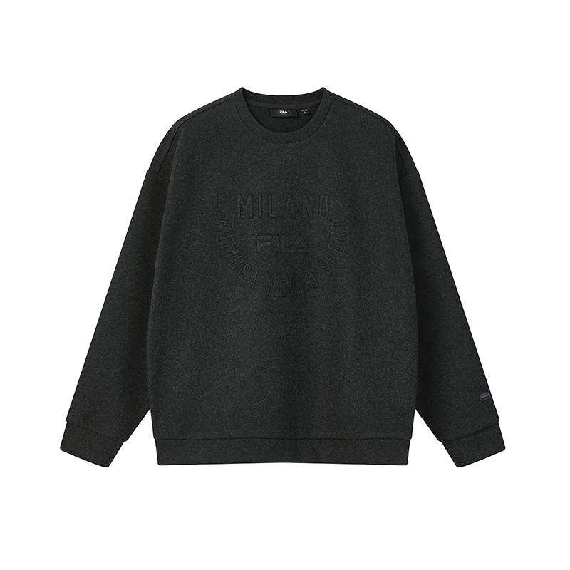 FILA Milano Series Fashion Simple Classic Retro Sports Casual Comfortable Versatile Loose Crew Neck Pullover Sweatshirt Men sweatshirt F11M615214FCC