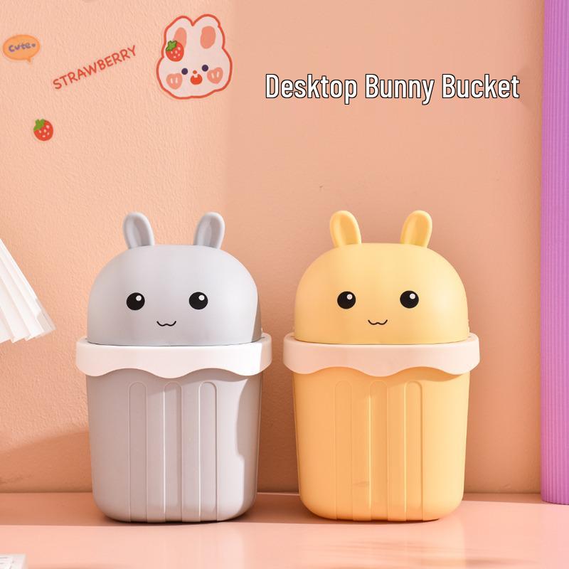 Mini Desktop Trash Can with Lid – Cute Wastepaper Basket for Bedroom, Dorm, or Office Tabletop