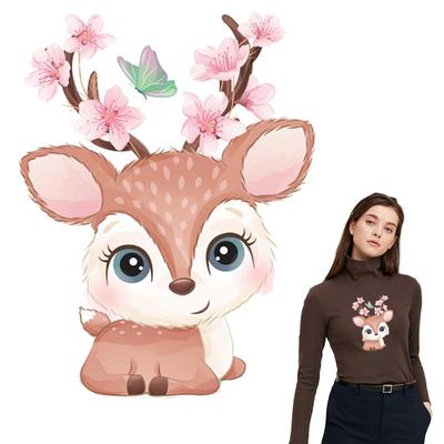 Aufnäher zum Aufbügeln, niedliche Hirsch-Streifen, Hitzepresse, applizierter Mode-DIY-Accessoire-Aufkleber, Jeans, individueller Aufnäher für T-Shirt, Mütze