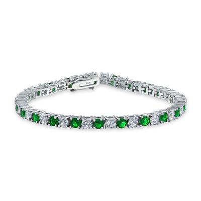 Green Cz Tennis Bracelet -925 Sterling Silver