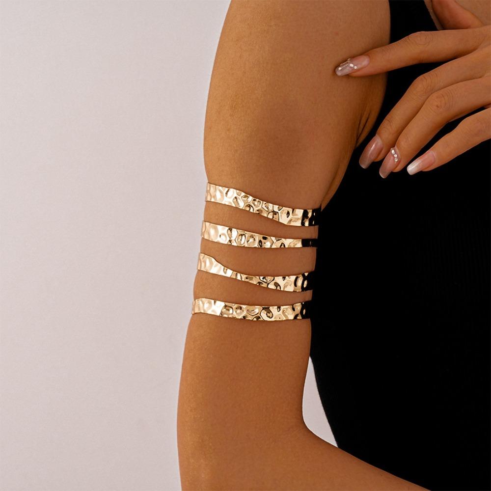 Geometry Wave Line Women Cuff Bangle Zinc Zinc Alloy Bohemian Bracelet Ins Fashion Metal Arm Cuff  Women