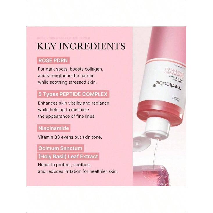 Medicube PDRN Pink Peptide Toner I Pink Glow Toner For Skin Boosting, Soothing And Calming, Uneven Skin Tone, Rose PDRN & Peptide & Niacinamid