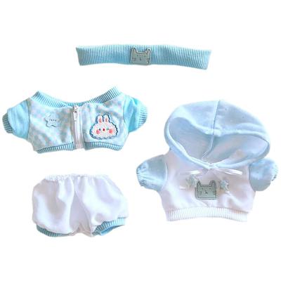 Niannyyhouse 20cm Plyšové bábiky Oblečenie, Čelenka, Mikina, Kabát, Nohavice, Bavlnená bábika, Oblečenie na prezliekanie (Svetlo modrá)
