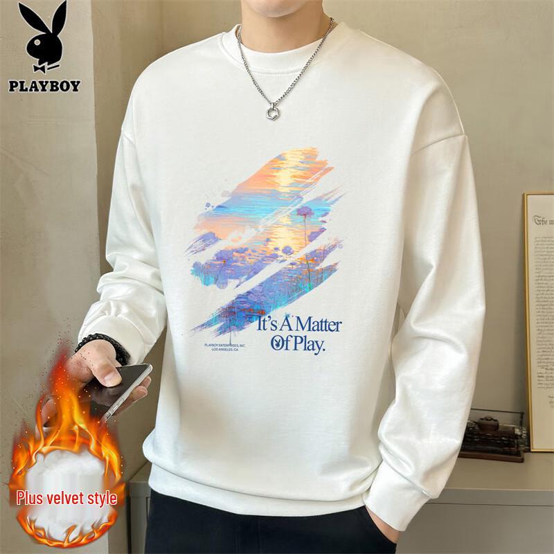 Playboy Men's Long Sleeve Loose Fit Crewneck Sweatshirt