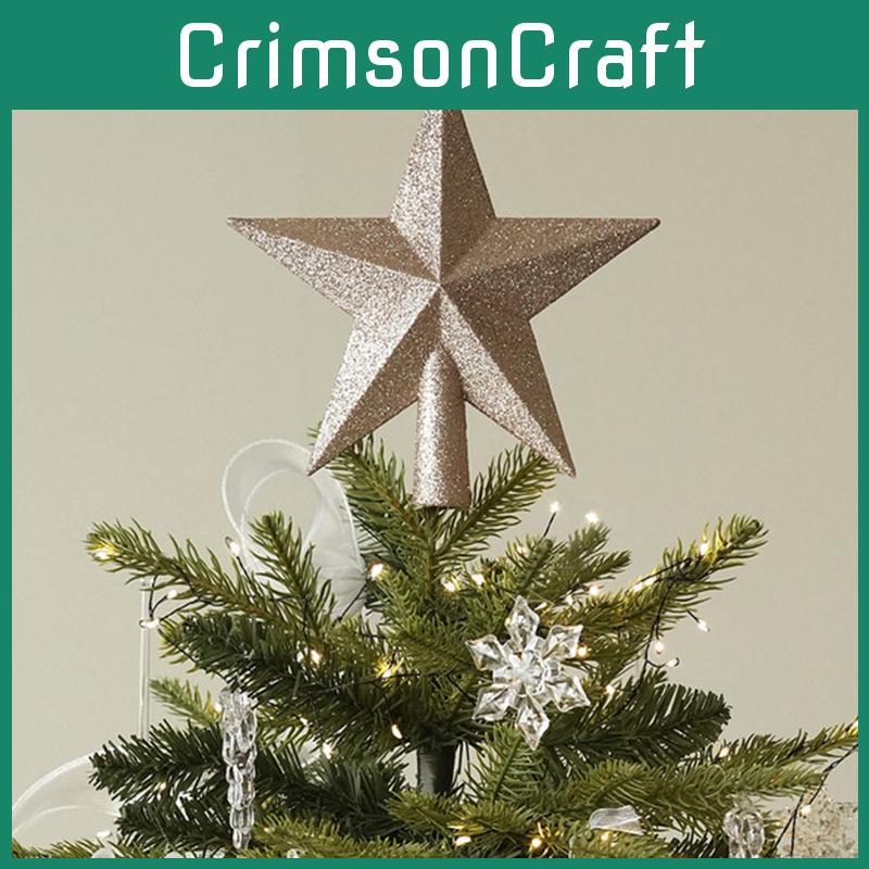 Christmas Tree Star Topper With Gold Glitter And Elegant Design