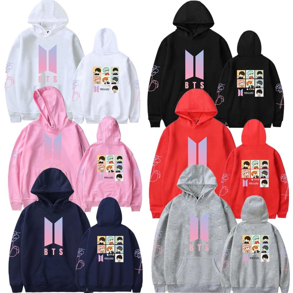 Bts Huvtröja Med Broderad Grafik Bomullsfleece För Ungdomar Vardagskläder