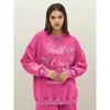 Pink Bow Faith Over Fear Print Woman Washed Sportswear Autumn Multicolor Clothes Street Cotton Pullover Sweatshirt