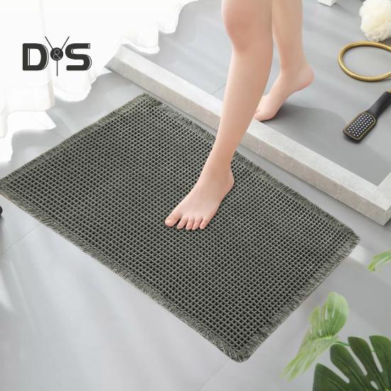 Floor Mat Quick Absorbent Thickened Quick-Drying 3D Texture Anti-Slip Bottom Dirt-trapping Entry Rug Multipurpose Bath Shower Sink Kitchen Carpet