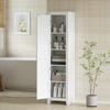 Kitchen Sideboard Storage Cabinet, 2 Adjustable Shelves, 170 cm, White Wood
