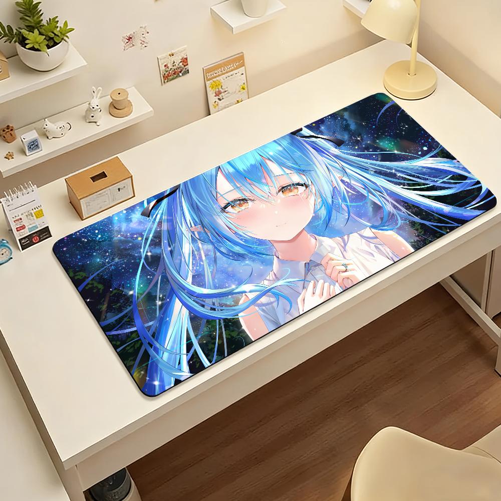Gaming Mouse PadLarge Desk Mat Antislip Stitched EdgesGalaxy Blue Hair Elf Anime Girl Print Keyboard Pad for Office Gaming