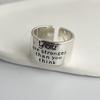 925 Silver Rings For Women Men Wide Vintage Letters Open Ring For Birthday Party Gift