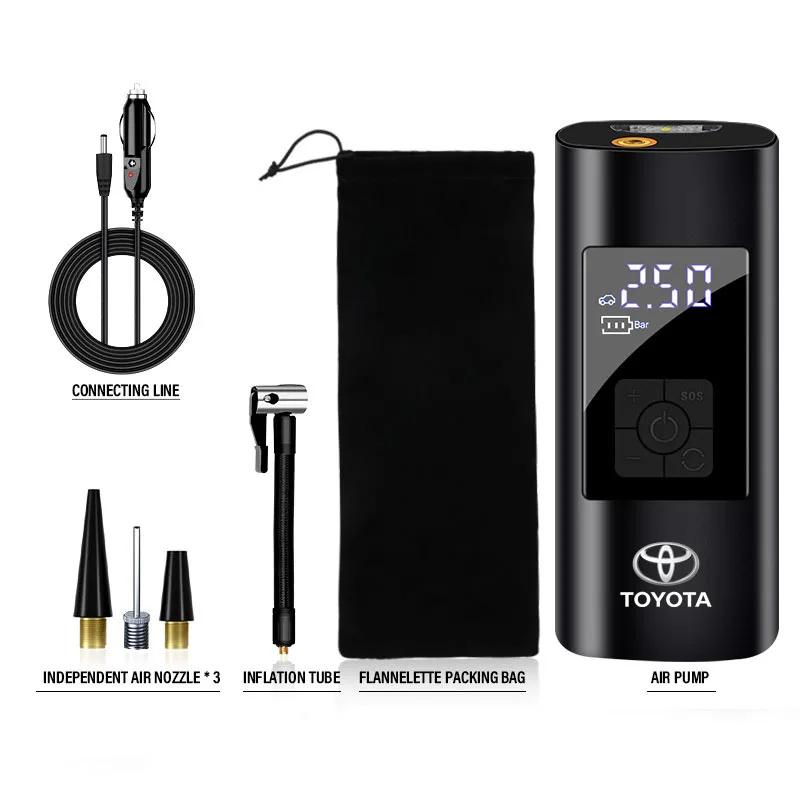 1Pcs Car Tire Inflator Smart Digital Inflatable Pump Emblem Accessories For Toyota TRD Corolla Yaris Rav4 Avensis Auris Camry
