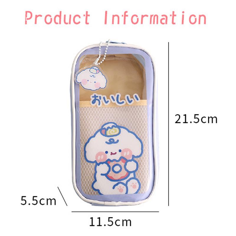 Kawaii Transparent Pencil Case Large Capacity Organizer Pen Box Korean Pouch for Girls Back To School Supplies Stationery