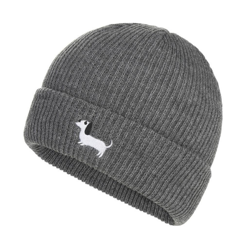 Fashionable Fall And Winter Warm Ear-Protecting Knitted Hat With Simpleed Embroidered Puppy Wool Pull- Hat