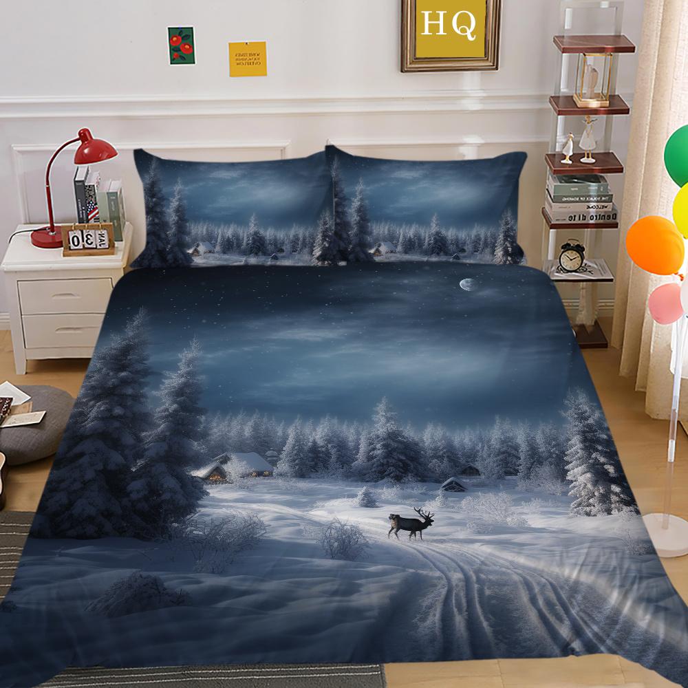 3D Christmas Printing Duvet Cover Set Full Size Microfiber Bedding Set High Ranking Lovely Bedspreads