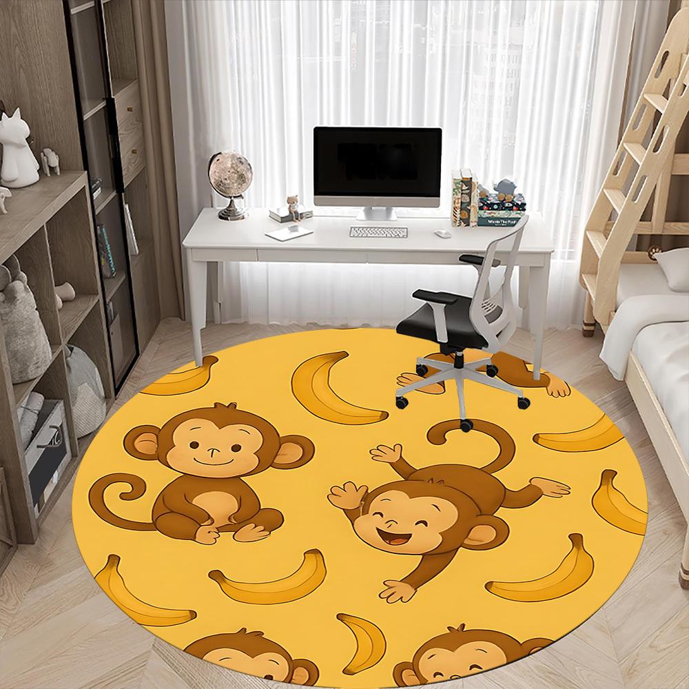 1pc Monkey Bananas Pattern Chair Carpet for Office, Non-slip, Soft and Durable Office Rug, Perfect for Office yy260131055