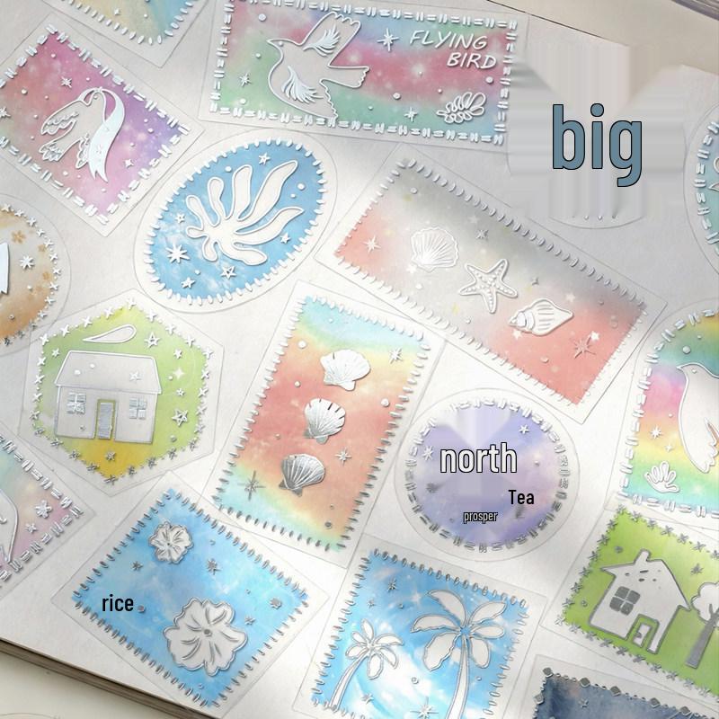 Hoshino Silver Watercolor Die-cut Stickers for DIY Collage and Phone Cases