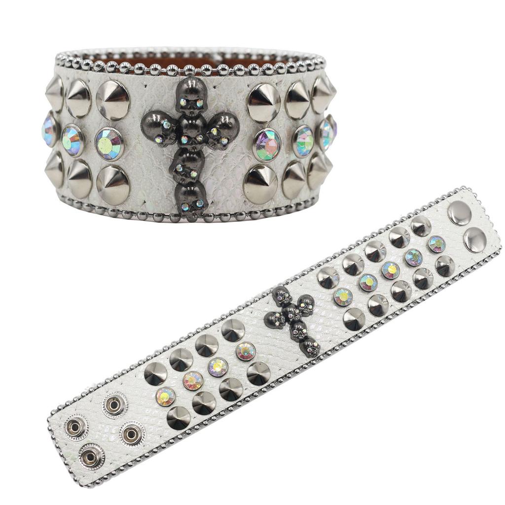 Amerikanisches Strass-Nieten-Armband Armband Kreuz Schädel Dekoration Punk Goth Personalisierter Schmuck