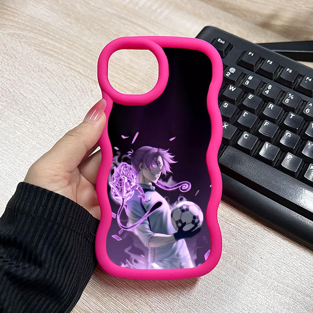 Blue Lock Reo Mikage Wavy Edge TPU Mobile Phone Case for iPhone 17 16 15 14 13 12 11 Air Pro Max Plus Colorful Cover