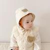 Newborn Quilted Warm Cotton Bear Hat: Windproof, Double-Layer with Ear and Forehead Protection for Autumn & Winter.