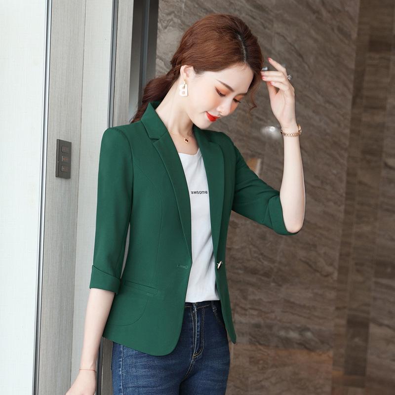 

Женский блейзер с рукавом средней длины в корейском стиле - Весенне-летняя профессиональная куртка для делового костюма XXL зелёный