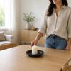 Black Candle Holder Decorative Centerpiece Round Candle Tray Candlestick Modern Design Rust-Resistant for Wedding, Tabletop
