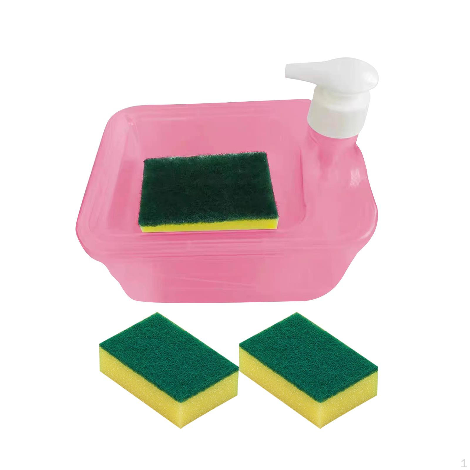 

Удобный набор дозаторов мыла с подставкой для чистящей щетки для использования дома и на кухне красный