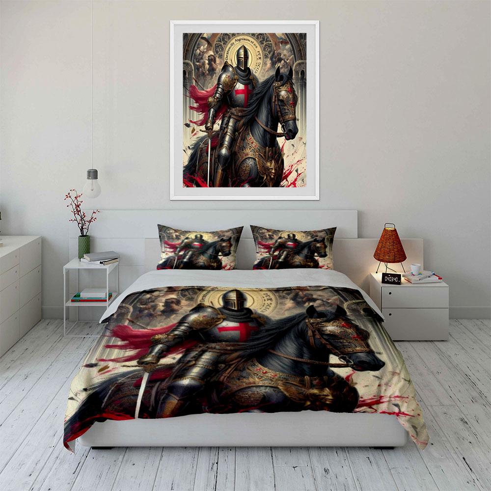 "Knight Artwork Decor Set" Soft Skin-Friendly Bedding Set Includes 1 Duvet Cover And 2 Pillowcase Gift