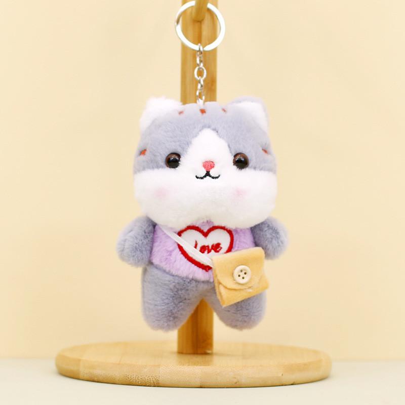 

Soft Plush Toy Cat In Blue Hoodie Keychain Perfect Gift For Couples And Kids PurpleCat