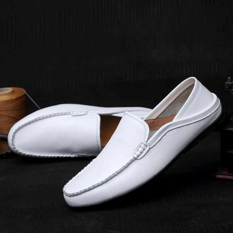 Genuine Leather Mens Casual Shoes Business Slip On Flats Comfy Formal Loafers Simple Men Moccasins Lightweight Man Driving Shoes