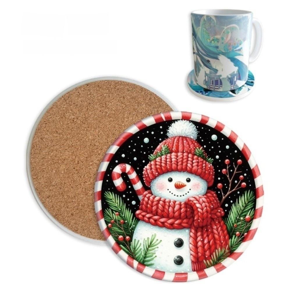 Non-Slip Christmas Santa Coasters Reindeer Insulation Pad Snowman Ceramics Family Gathering