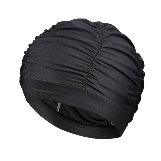 Women Cloth Swimming Cap, Breathable Ruffle Solid Color Swim Pool Cap for Adults, Short Long Thick Hair Ear Protection Bathing Hat