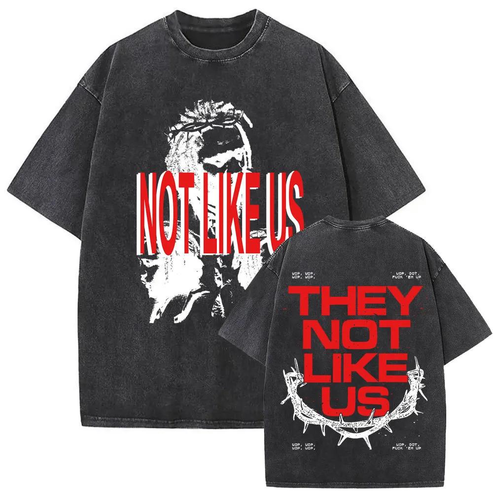 Vintage Washed THEY NOT LIKE US Print T-shirt Men Women Hip Hop Oversized Streetwear Tee S разноцветный