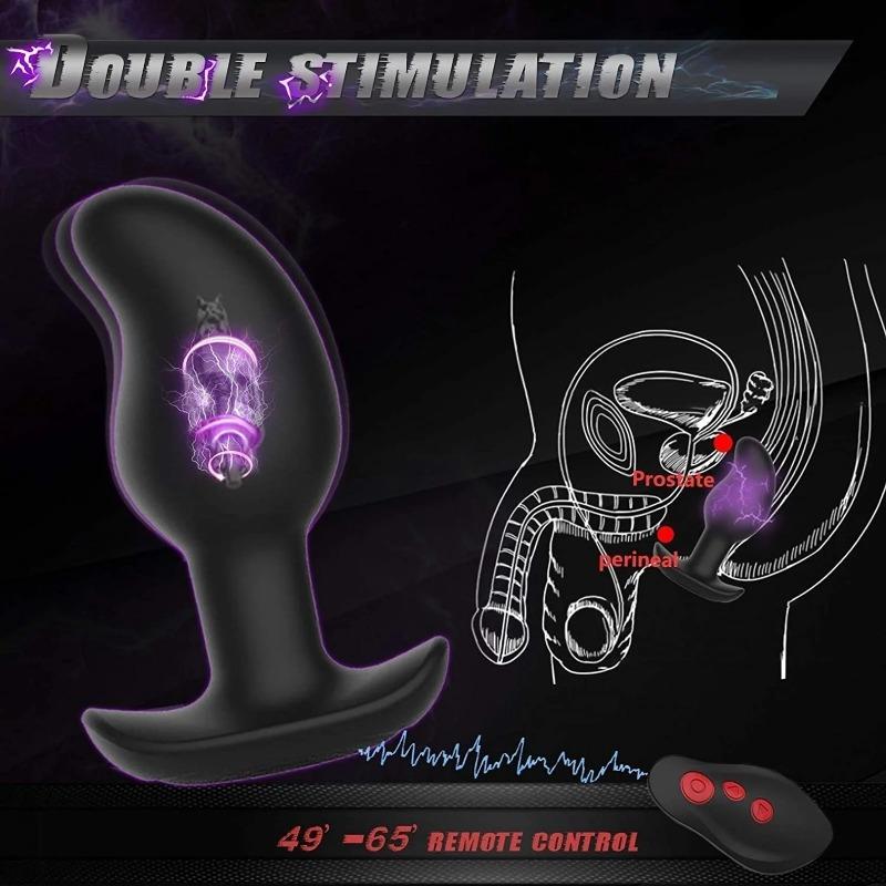 Vibrating Electric Shock Anal Plug Massager Anal Trainer 8 Stimulation Remote Control G Spot Vibrator For Men Women Beginner